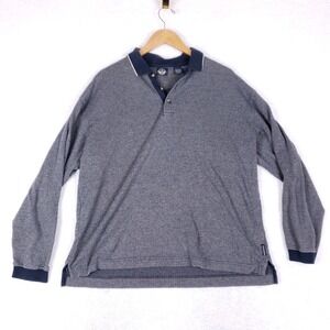 Dockers Vintage 90s Herringbone Knit Polo L Blue